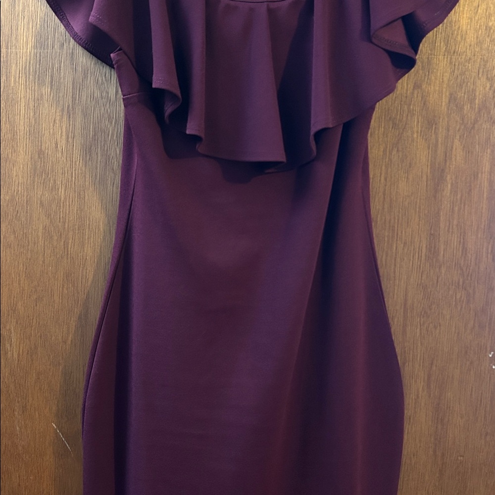 Windsor Burgundy Off-Shoulder Ruffle Top - Picture 3 of 5
